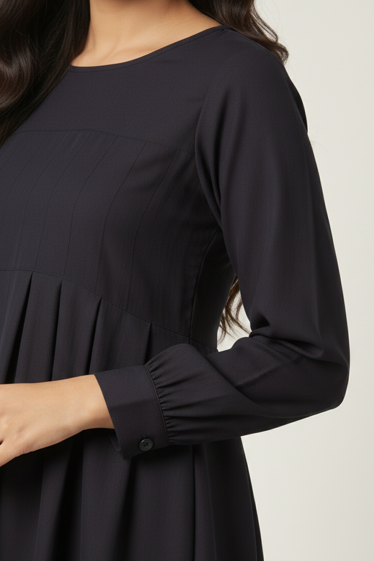 Twilight Flow Top – Navy Blue Short Shirt | Premium Double Georgette