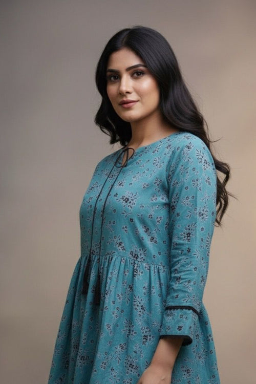 Cotton Cloud Kurti – Light Blue Short Top | Premium Pure Lawn
