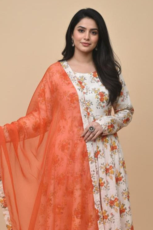 Gul-Naar 3-Piece Suit Set – Anarkali Lawn with Dupatta