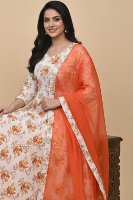 Gul-Naar 3-Piece Suit Set – Anarkali Lawn with Dupatta